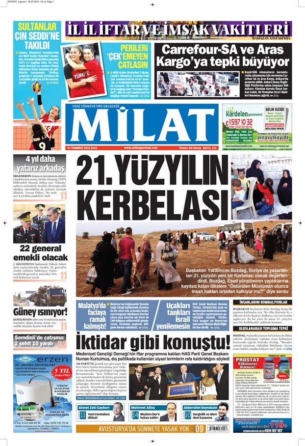 Gazete Manşetleri - 31 Temmuz 2012 8
