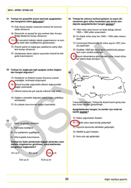 2012 KPSS Soru ve Cevapları 23