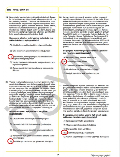 2012 KPSS Soru ve Cevapları 7