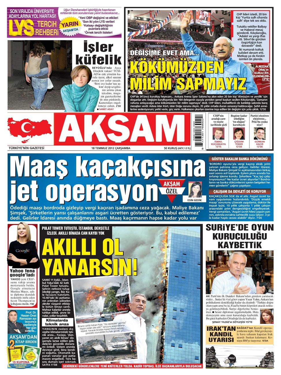 Gazete Manşetleri - 18 Temmuz 2012 1