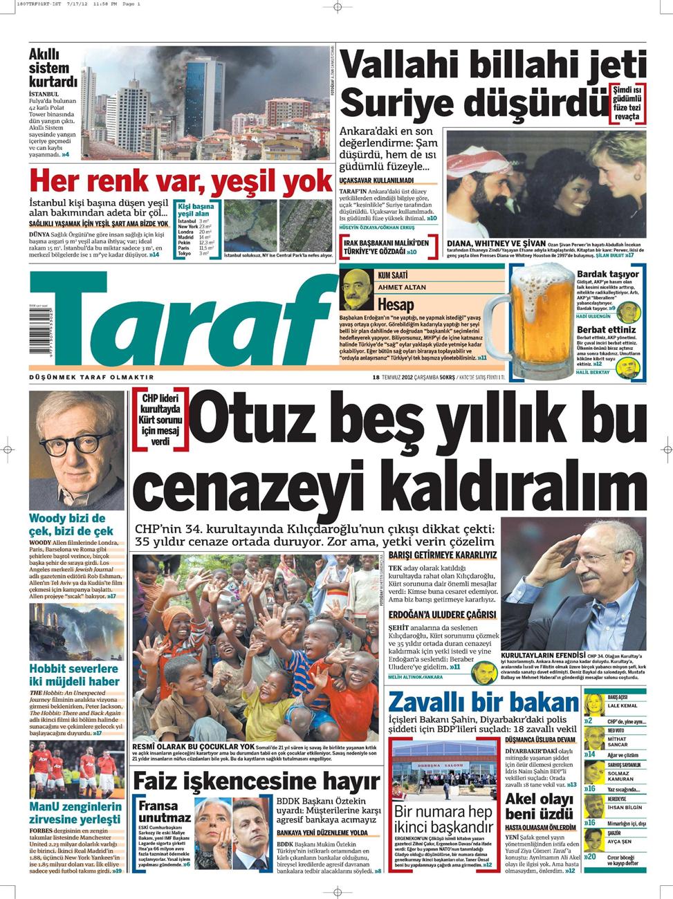Gazete Manşetleri - 18 Temmuz 2012 15