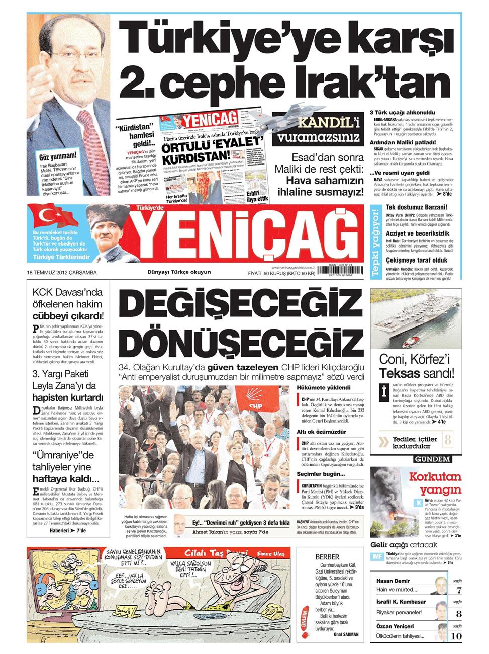 Gazete Manşetleri - 18 Temmuz 2012 17