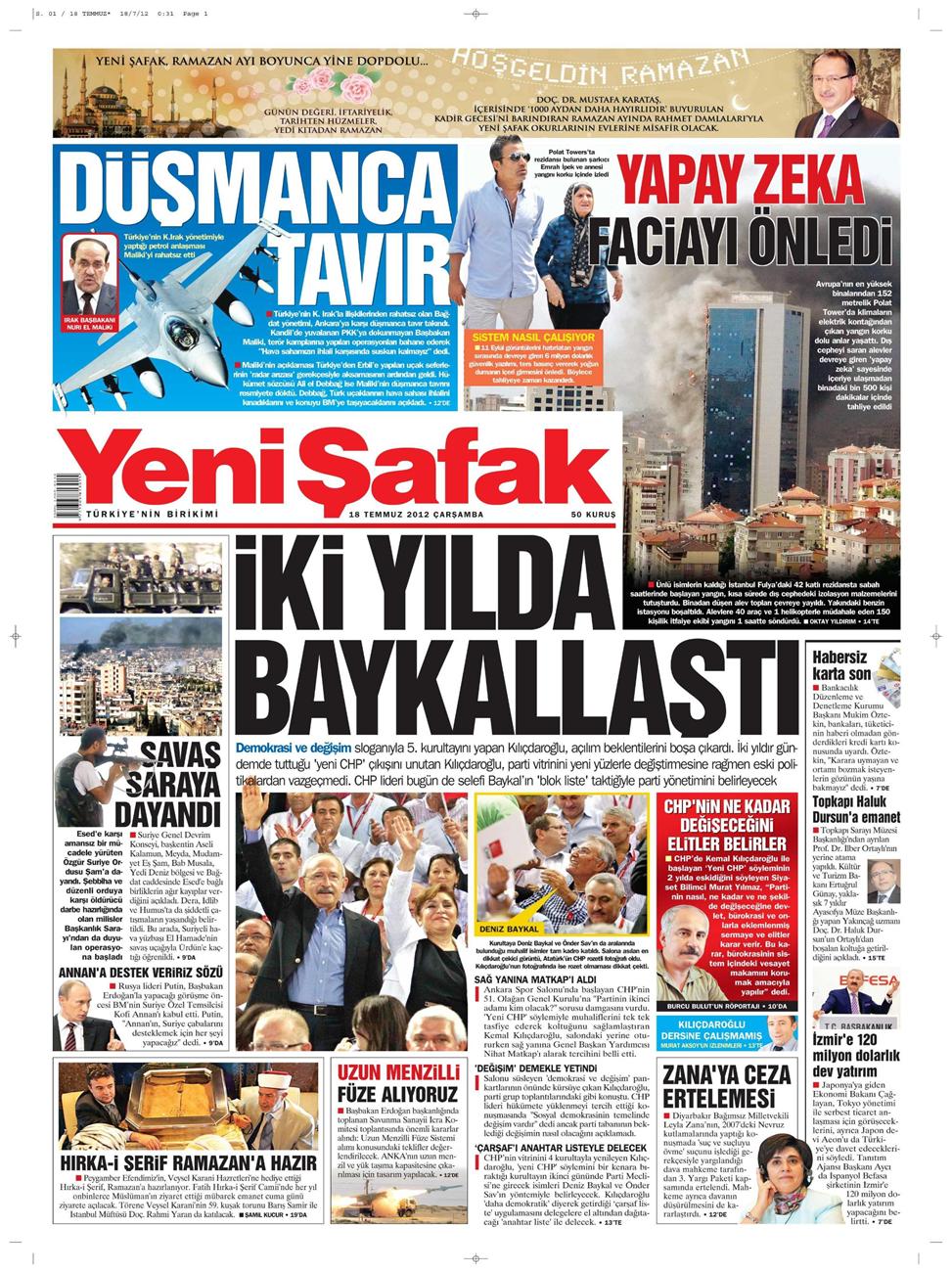 Gazete Manşetleri - 18 Temmuz 2012 21