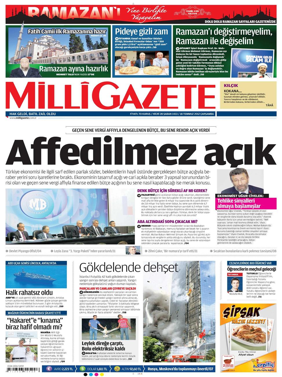 Gazete Manşetleri - 18 Temmuz 2012 7