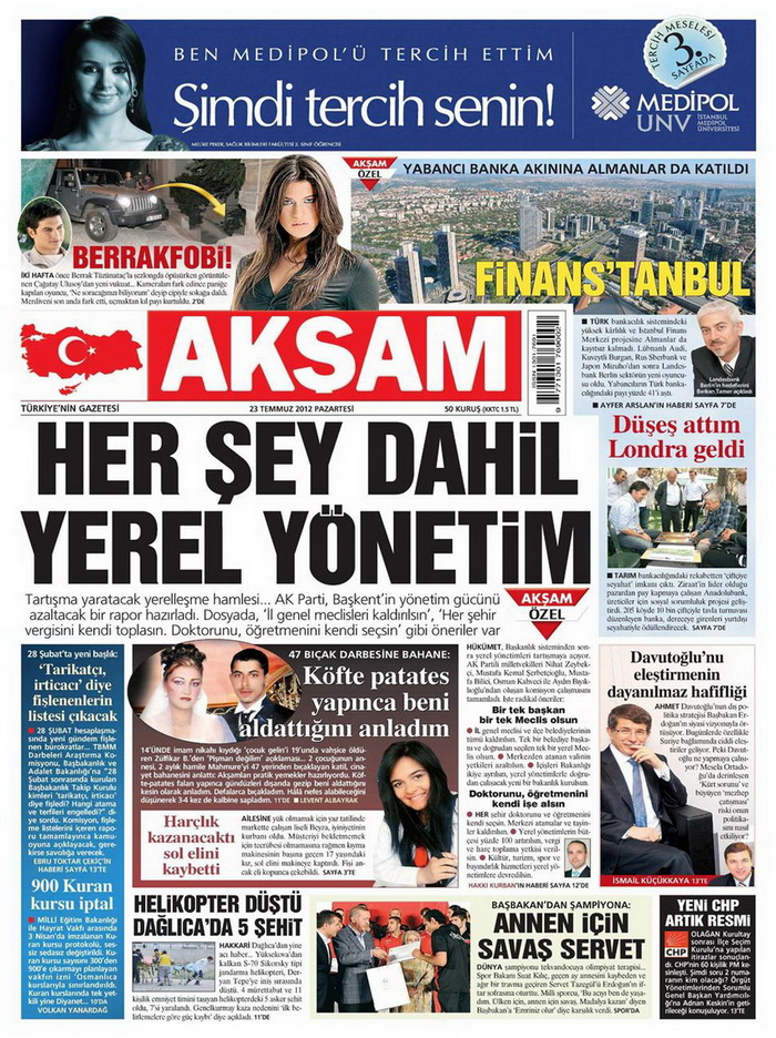 Gazete Manşetleri - 23 Temmuz 2012 1