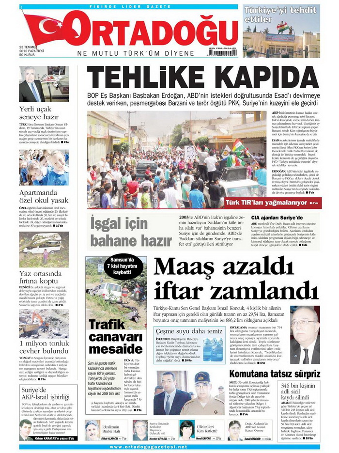 Gazete Manşetleri - 23 Temmuz 2012 11