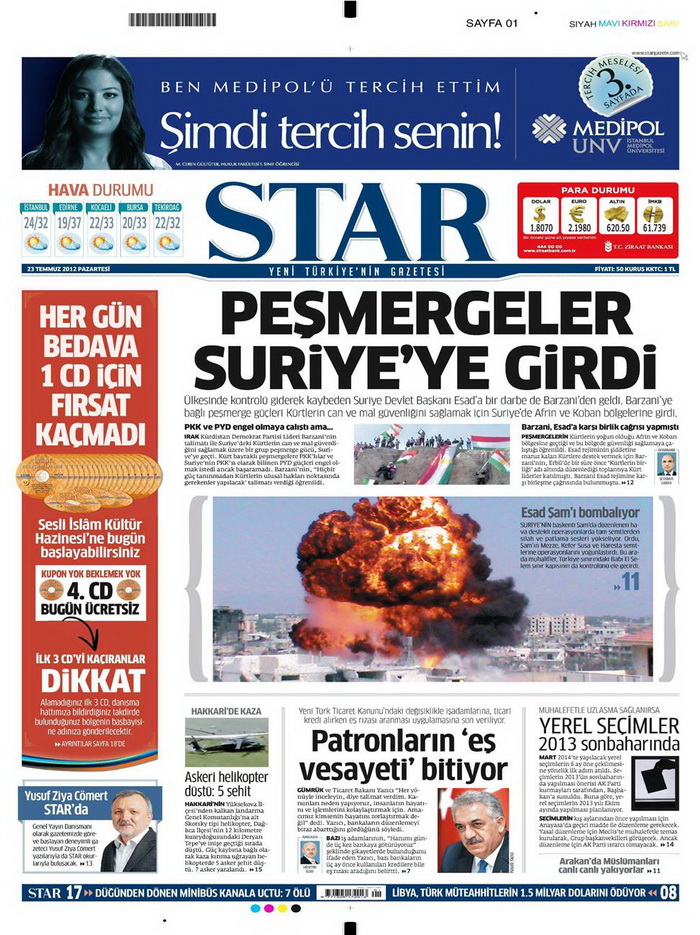 Gazete Manşetleri - 23 Temmuz 2012 16