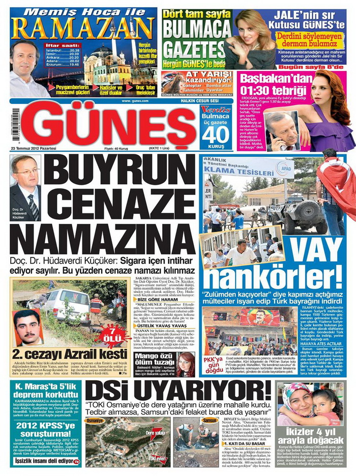 Gazete Manşetleri - 23 Temmuz 2012 5