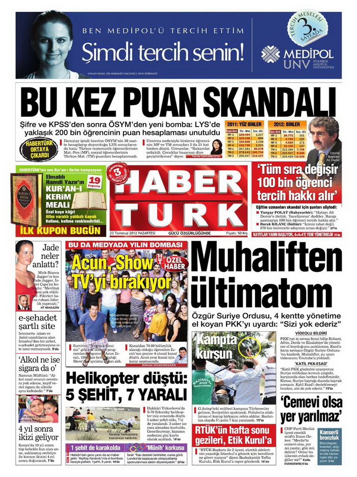 Gazete Manşetleri - 23 Temmuz 2012 6
