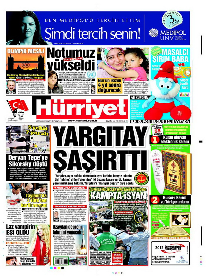 Gazete Manşetleri - 23 Temmuz 2012 7