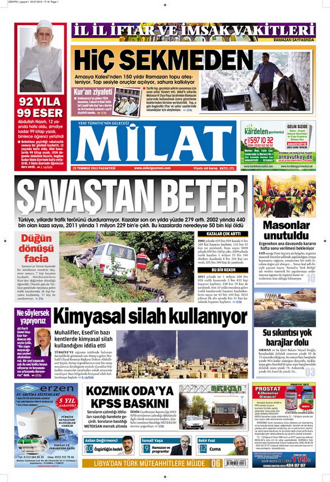 Gazete Manşetleri - 23 Temmuz 2012 8