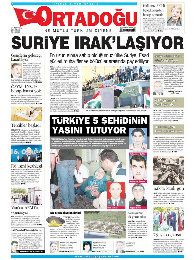 Gazete Manşetleri - 24 Temmuz 2012 10