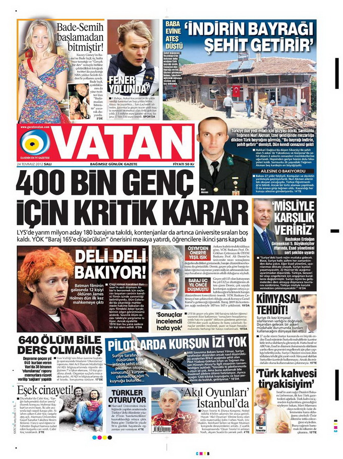 Gazete Manşetleri - 24 Temmuz 2012 20
