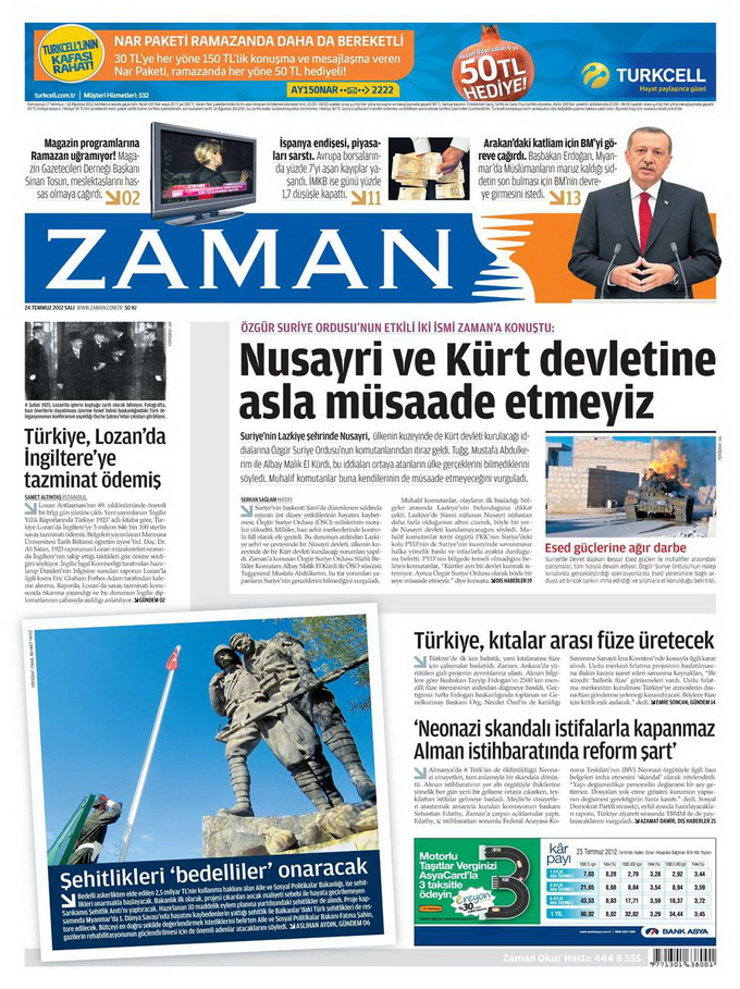 Gazete Manşetleri - 24 Temmuz 2012 24