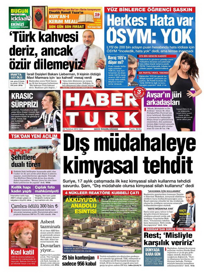 Gazete Manşetleri - 24 Temmuz 2012 6