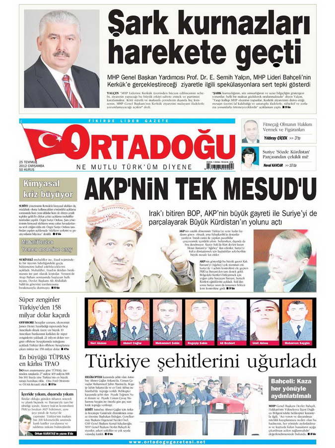Gazete Manşetleri - 25 Temmuz 2012 11