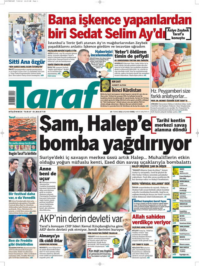 Gazete Manşetleri - 25 Temmuz 2012 18