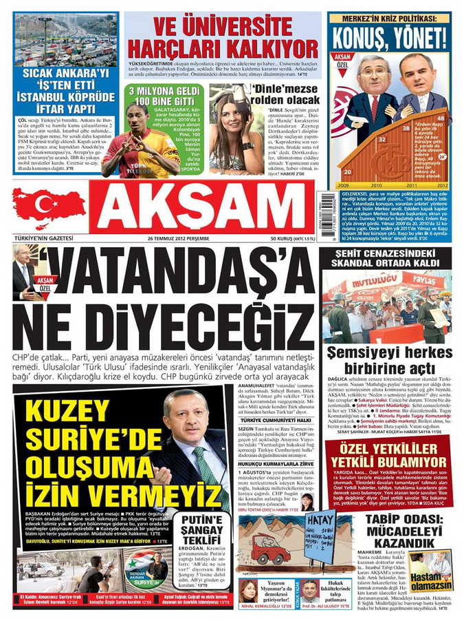 Gazete Manşetleri - 26 Temmuz 2012 1
