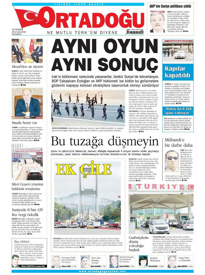 Gazete Manşetleri - 26 Temmuz 2012 11