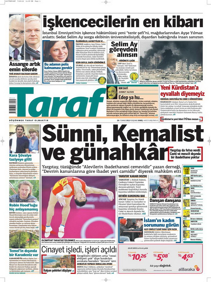 Gazete Manşetleri - 26 Temmuz 2012 18