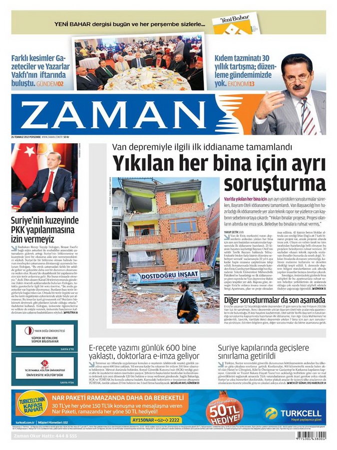 Gazete Manşetleri - 26 Temmuz 2012 25