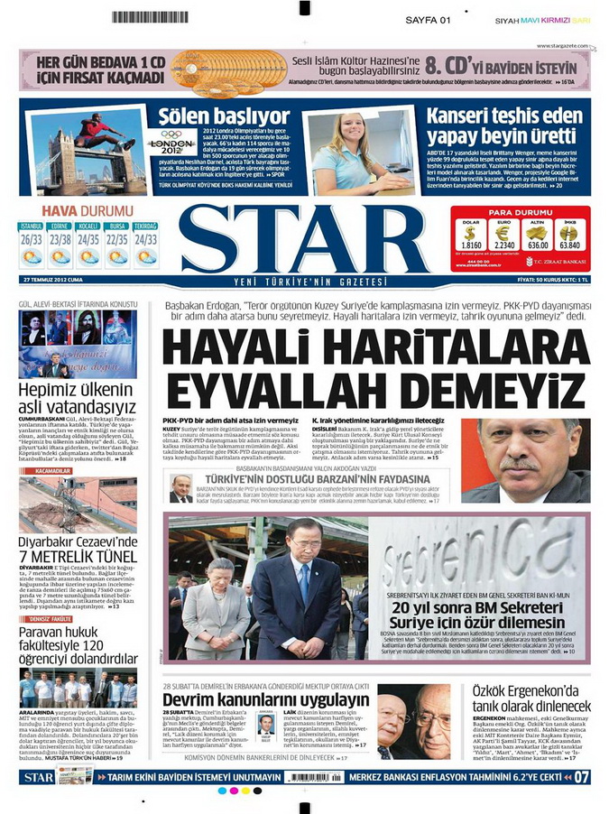 Gazete Manşetleri - 27 Temmuz 2012 14