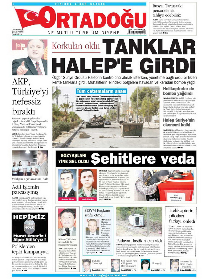 Gazete Manşetleri - 29 Temmuz 2012 11