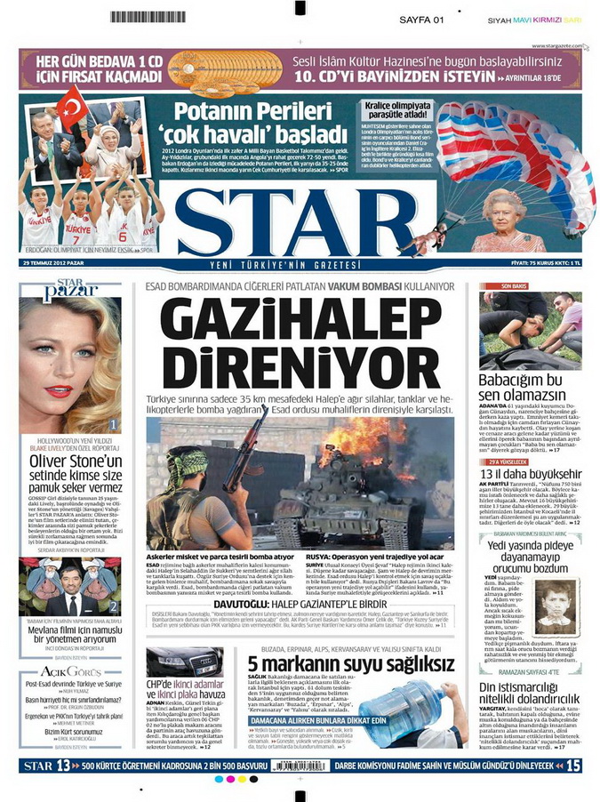 Gazete Manşetleri - 29 Temmuz 2012 16