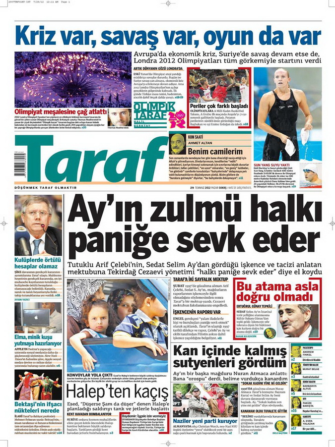 Gazete Manşetleri - 29 Temmuz 2012 18