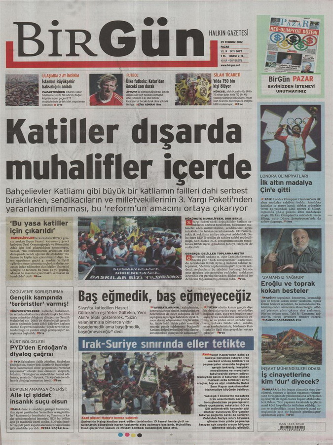 Gazete Manşetleri - 29 Temmuz 2012 2