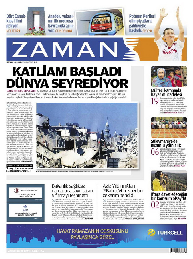 Gazete Manşetleri - 29 Temmuz 2012 25
