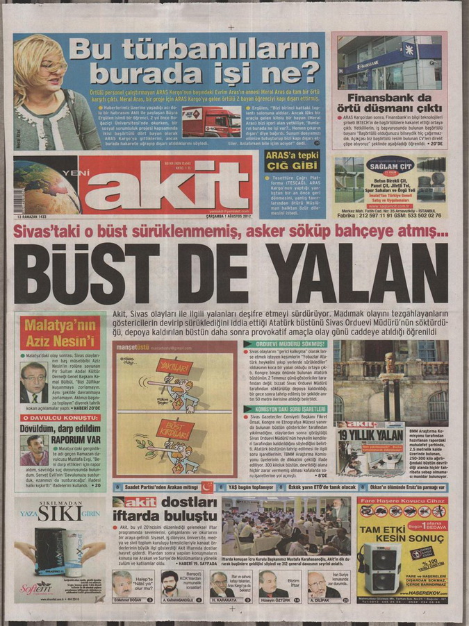 Gazete Manşetleri - 1 Ağustos 2012 20
