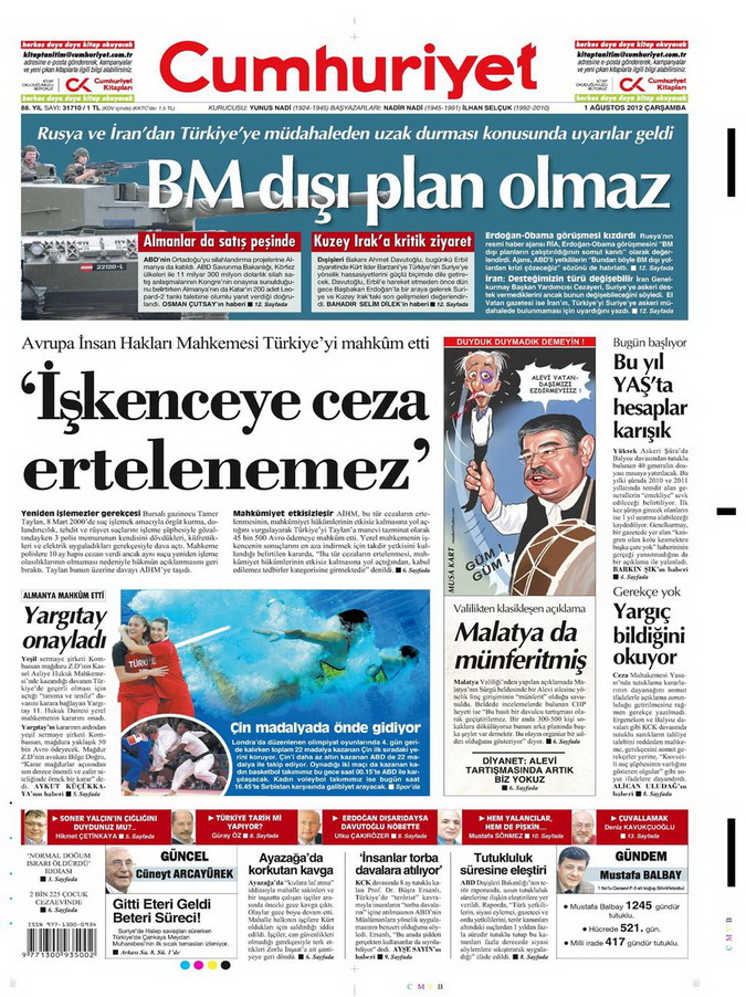 Gazete Manşetleri - 1 Ağustos 2012 3