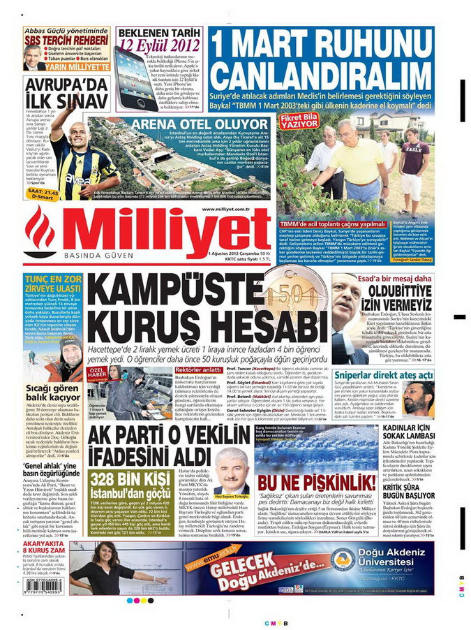 Gazete Manşetleri - 1 Ağustos 2012 8