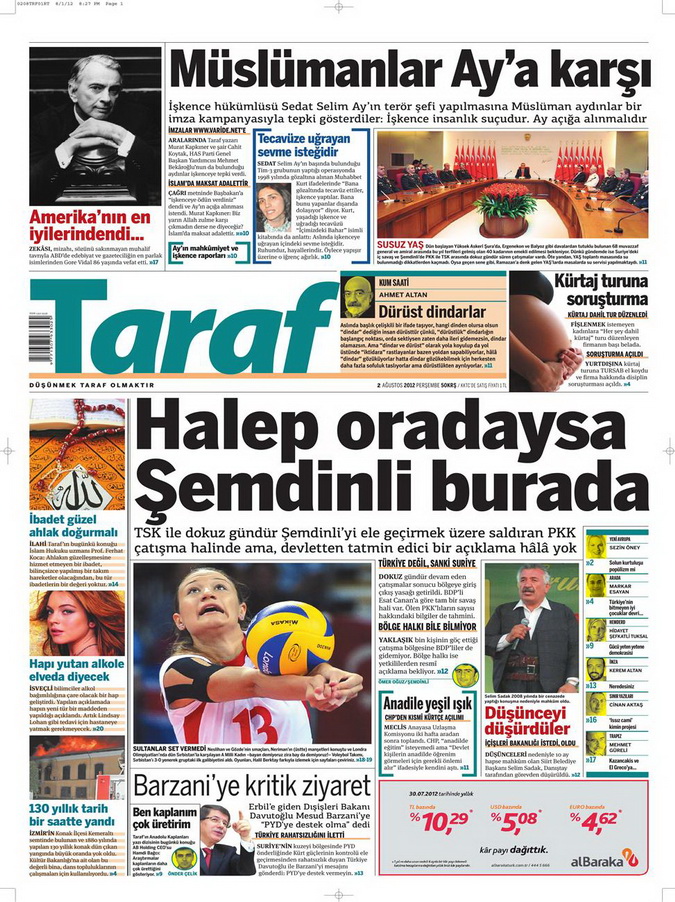 Gazete Manşetleri - 2 Ağustos 2012 14