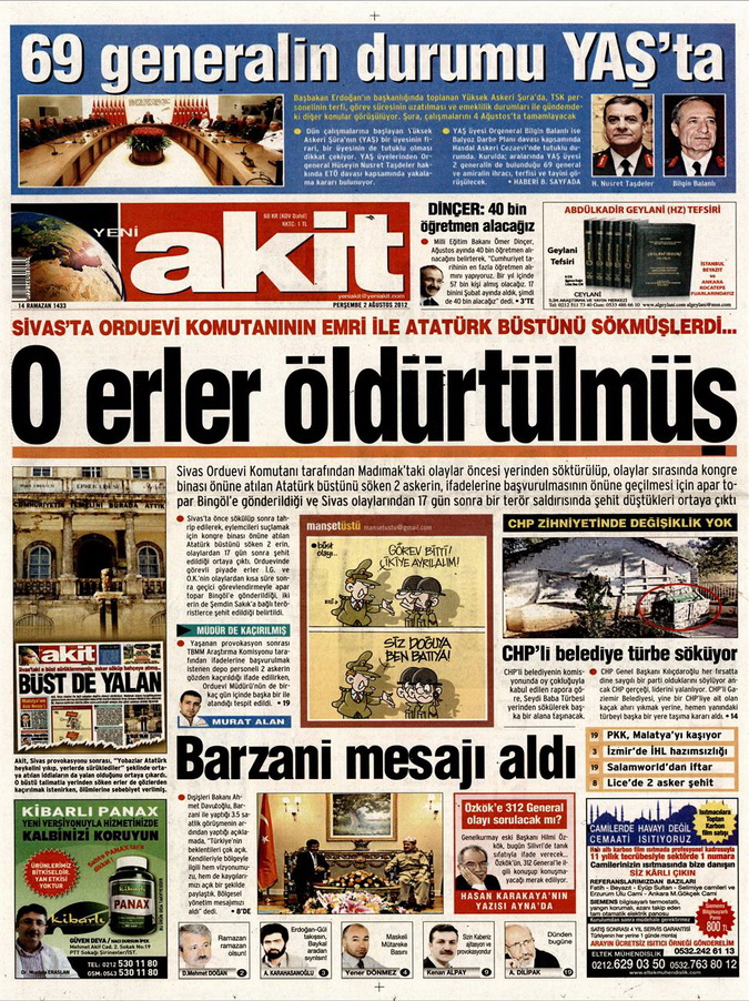 Gazete Manşetleri - 2 Ağustos 2012 17