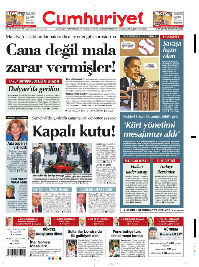 Gazete Manşetleri - 2 Ağustos 2012 3