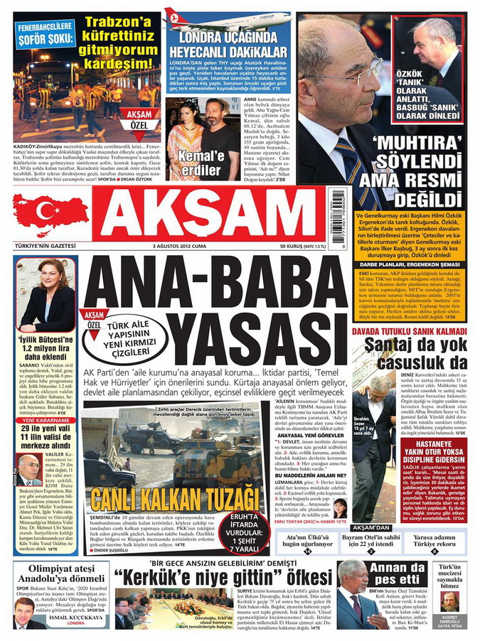 Gazete Manşetleri - 3 Ağustos 2012 1