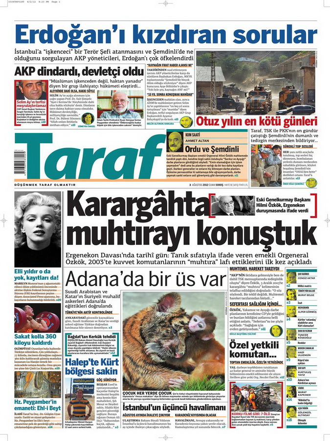Gazete Manşetleri - 3 Ağustos 2012 12