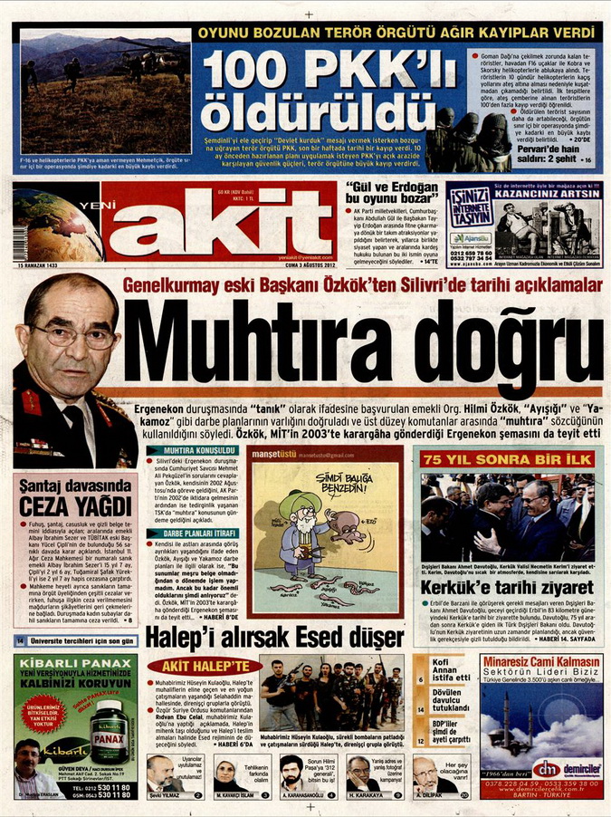 Gazete Manşetleri - 3 Ağustos 2012 14