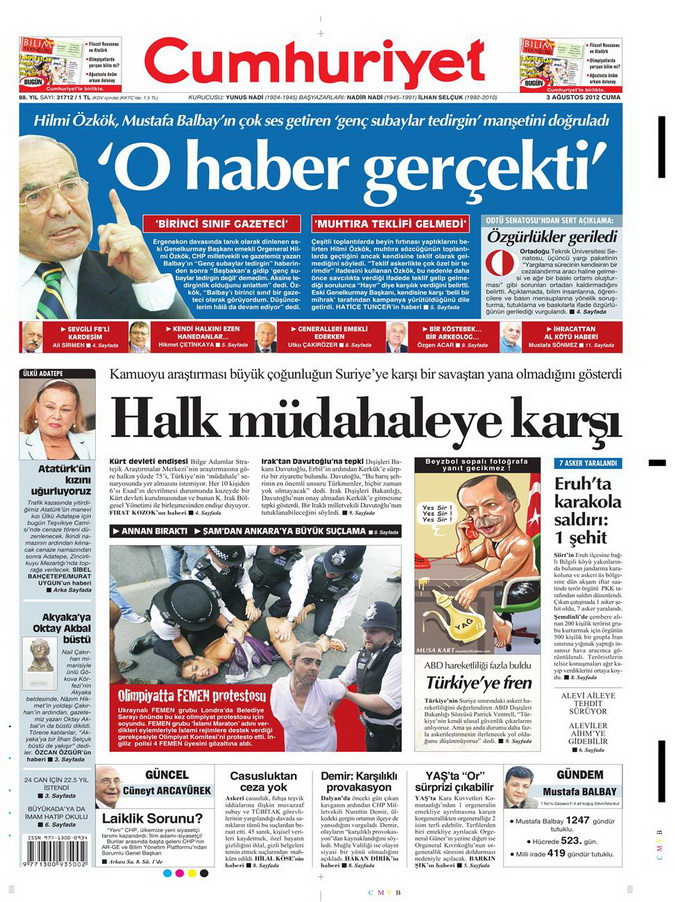 Gazete Manşetleri - 3 Ağustos 2012 3