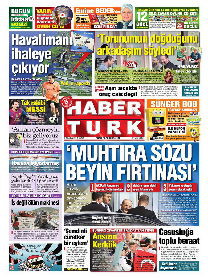 Gazete Manşetleri - 3 Ağustos 2012 4