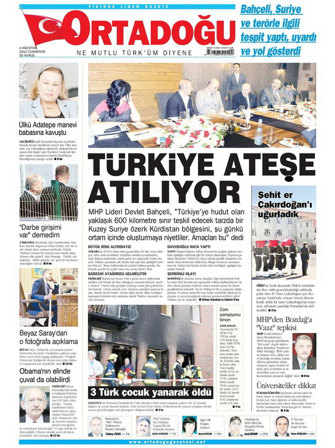 Gazete Manşetleri - 4 Ağustos 2012 10