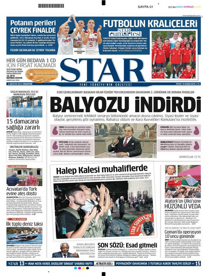 Gazete Manşetleri - 4 Ağustos 2012 15