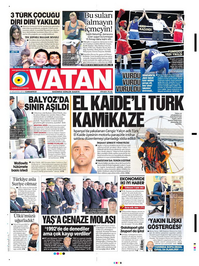 Gazete Manşetleri - 4 Ağustos 2012 20