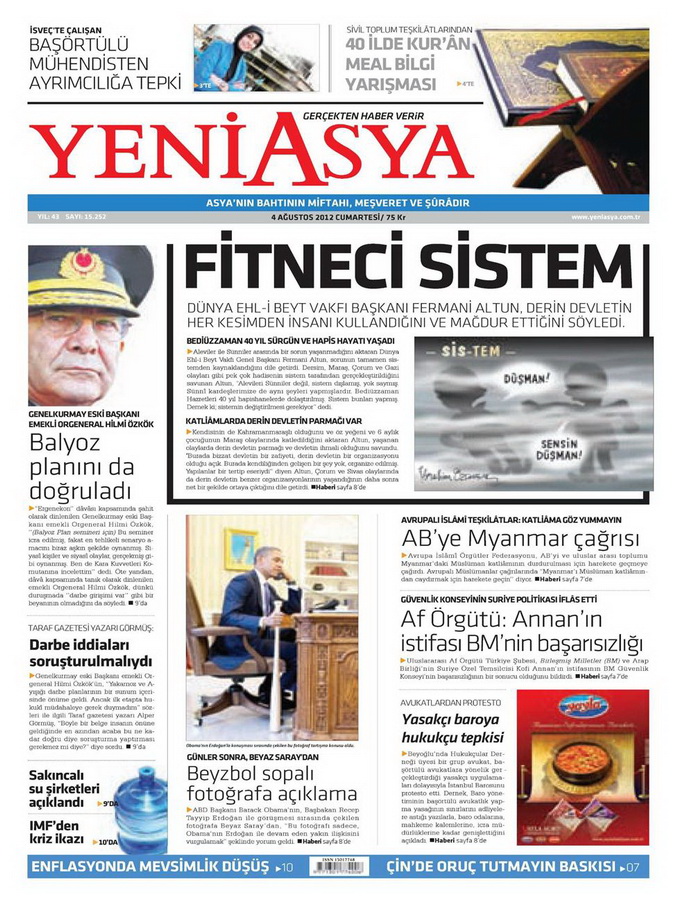 Gazete Manşetleri - 4 Ağustos 2012 22