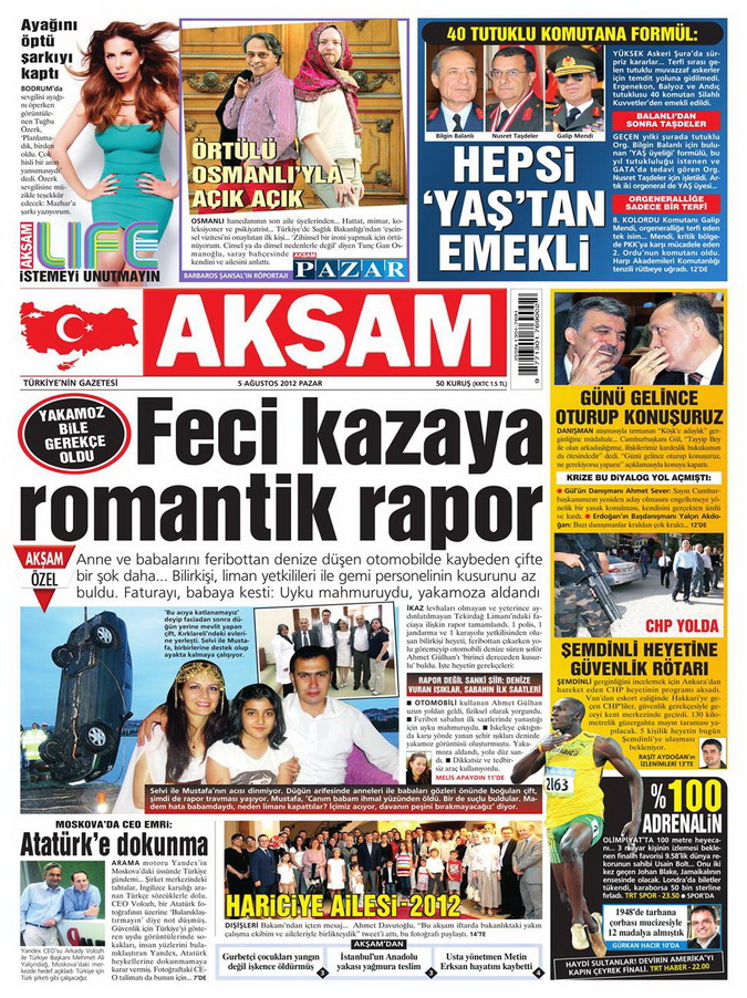 Gazete Manşetleri - 5 Ağustos 2012 Pazar 1