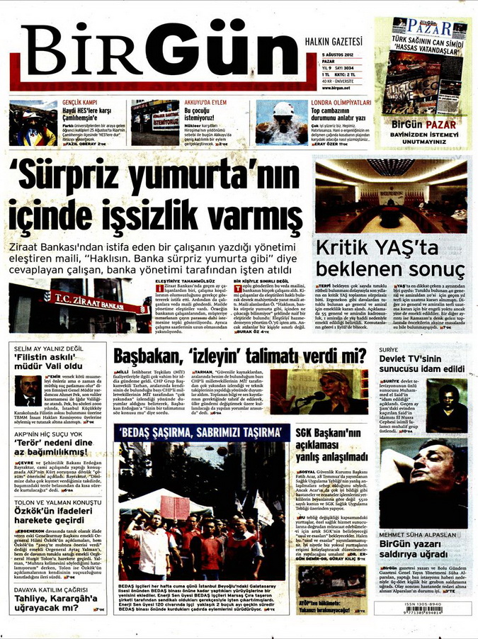 Gazete Manşetleri - 5 Ağustos 2012 Pazar 2