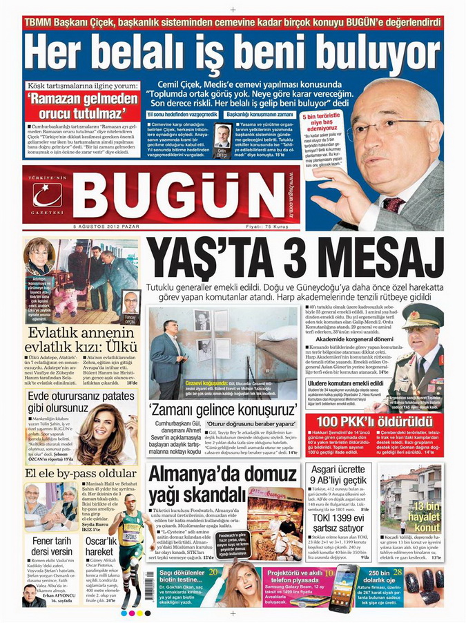 Gazete Manşetleri - 5 Ağustos 2012 Pazar 3