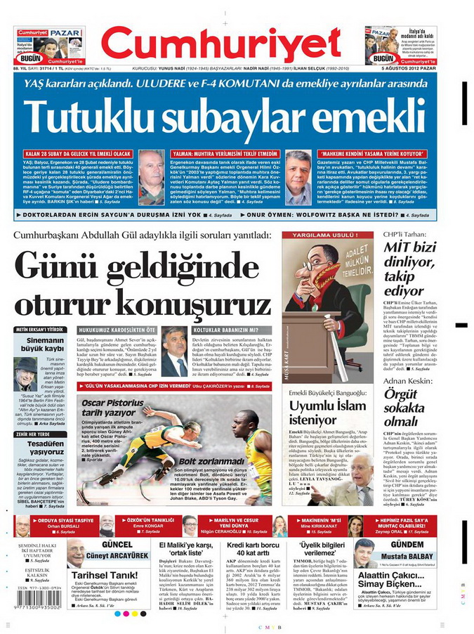Gazete Manşetleri - 5 Ağustos 2012 Pazar 4